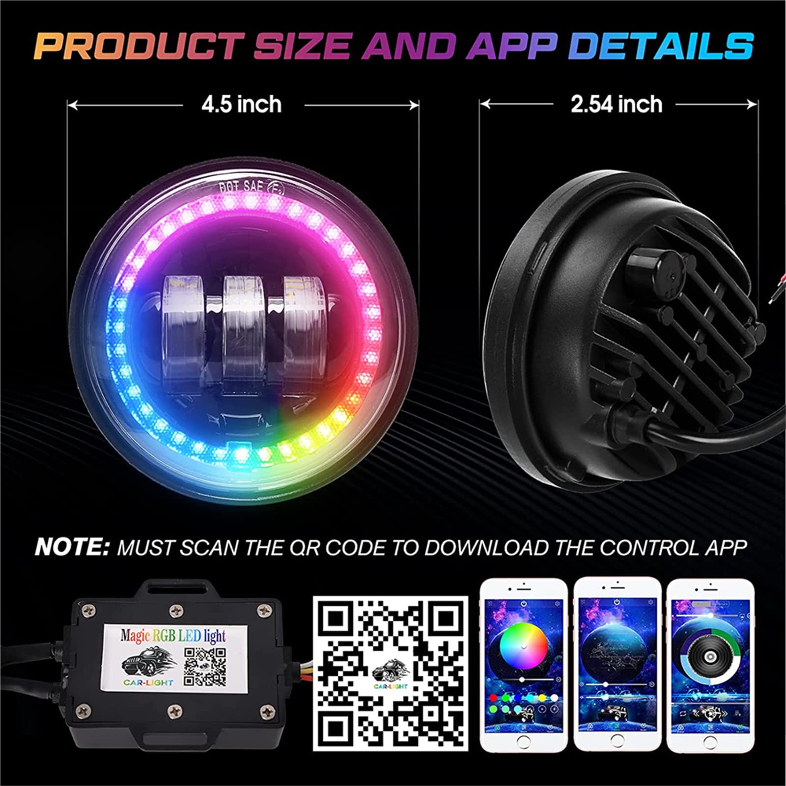 カラマ 　RGB LED ヘッドライト Amazon | ヘッドランプLED電球、H4 H7 LED RGBヘッドライト